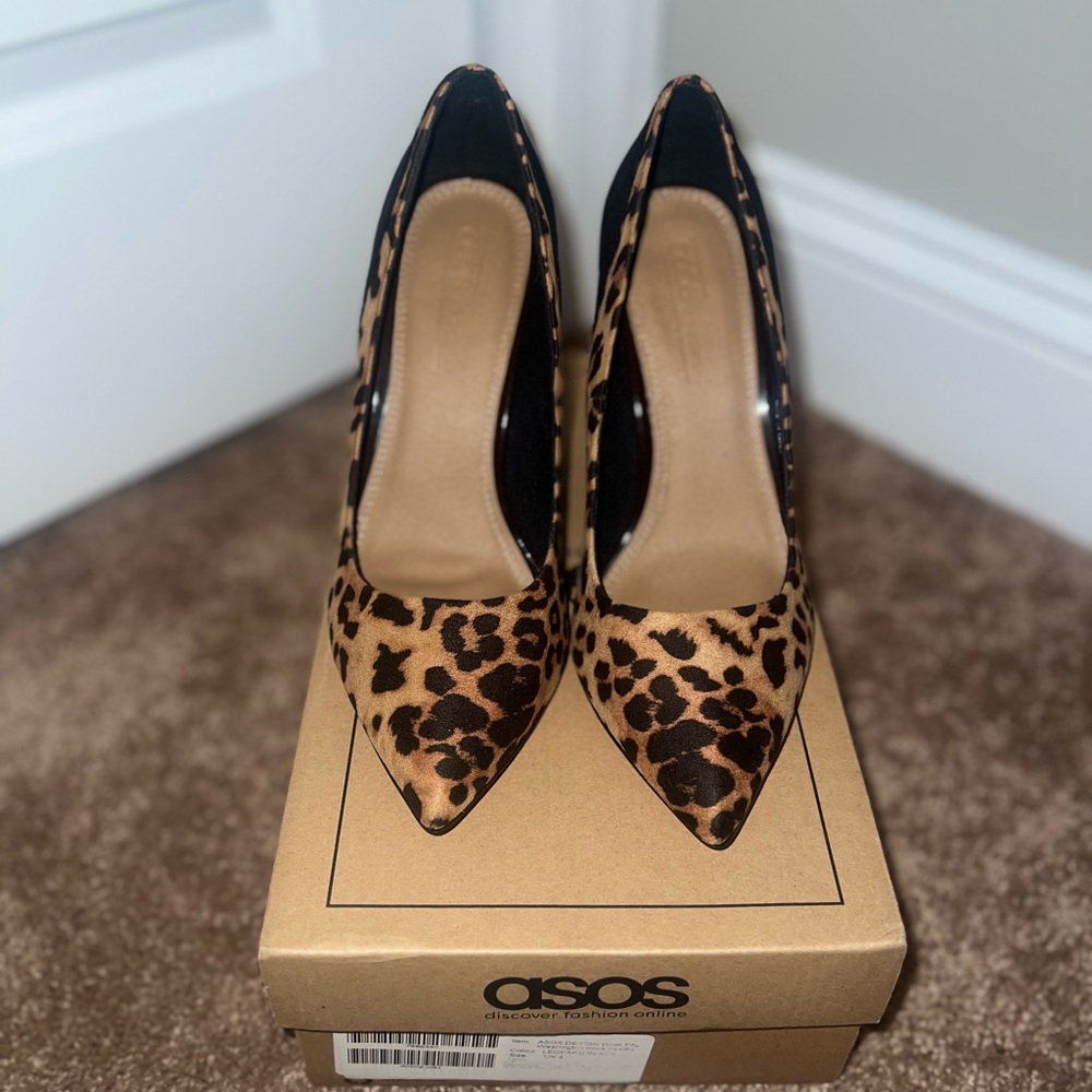 ASOS leopard block heel pumps size 6